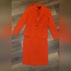 Women's J. Crew Red Orange Pencil Skirt Blazer Parke Suit Set,  Sz6 / 6T